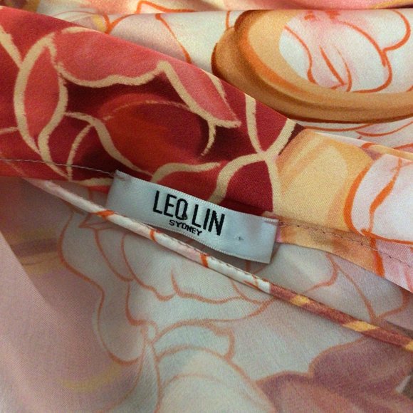 LEO LIN PINK MULTI RACHEL ADORN PRINT COWL NECK SLIP DRESS IN PASSION - Picture 4 of 4